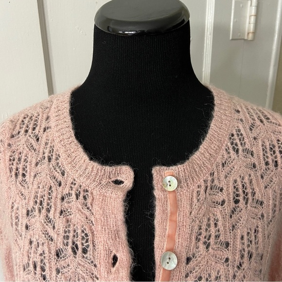 Sundance Soft Pink LaRosa Knit Nylon/Mohair/Lambswool Sweater Cardigan - Picture 5 of 11